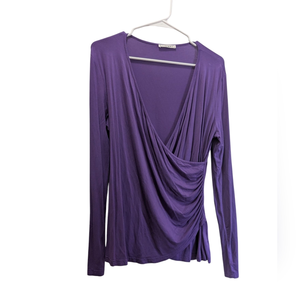 Purple Draped Long Sleeve Top